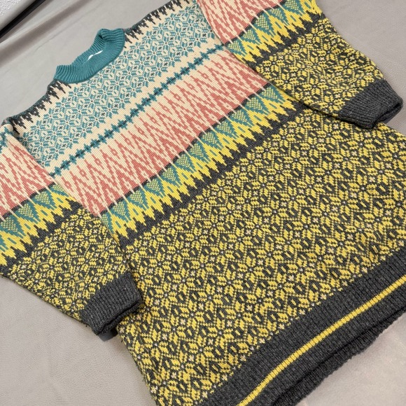 VTG 90s ESPRIT Women Sweater Fair Isle Geometric Pattern Y2K Prep Stripe-M-5307 - Picture 2 of 8
